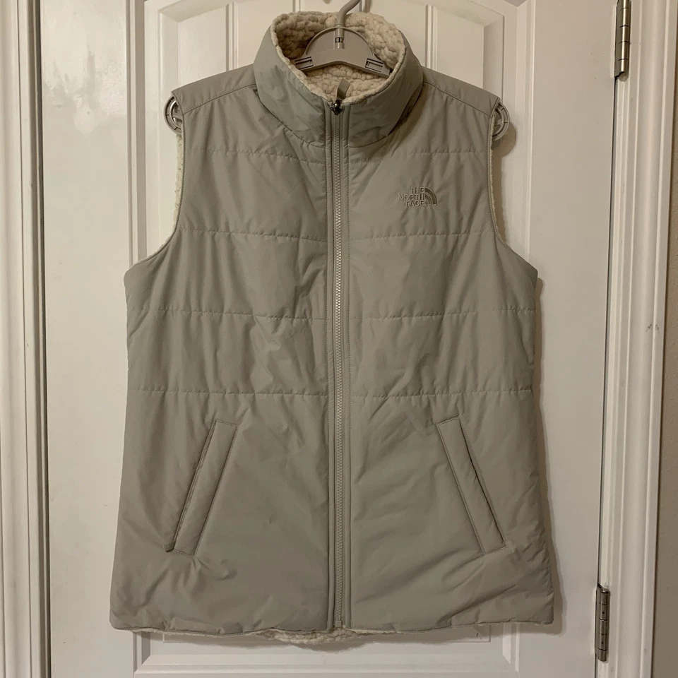 Chaleco polar Sherpa reversible gris Tamburello The North Face MED para mujer cremallera completa Foto 1 de 4