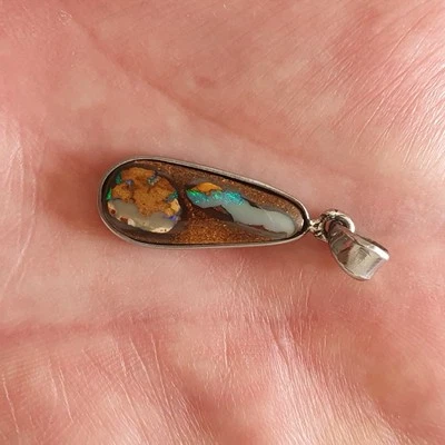 Pendentif opale boulder Koroit - Australie Acier Inoxydable  - Photo 1/4