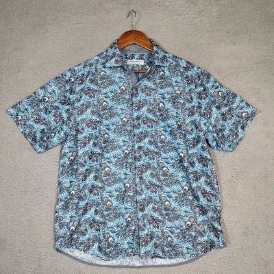 Tommy Bahama Camp Shirt Mens Medium Blue Coconut Point Capuchin Vines IslandZone - Image 1 of 4