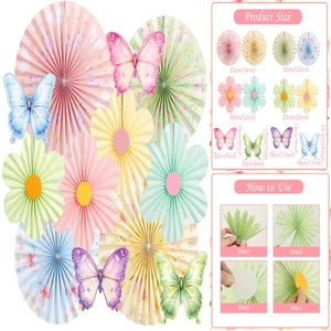 Blumenfächerschmetterling Girlande | 12-teilig farbenfroh - Bild 1 von 8