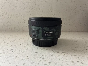 CANON EF 50MM F/1.8 STM LENS - (PRE-OWNED) - WITH GREEN CAMO SKIN - Picture 1 of 5