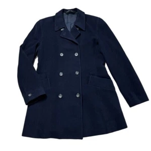 Laura Ashley Women Navy Blue Wool Pea Coat 8 - Picture 1 of 9