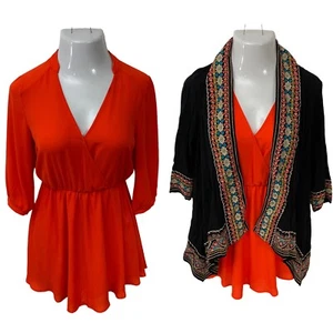 Lush Dress Kimono Womens Small Lot Orange Boho Beach Party Festival Work - Picture 1 of 19