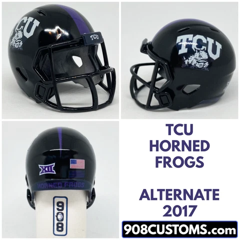 Custom Pocket Pro Helmet NCAA TCU Horned Frogs Black Alternate 2017 Cover