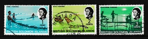 USED SET " QUEEN ELIZABETH - VINE FISHING " SOLOMON ISLANDS 1968 - Picture 1 of 2