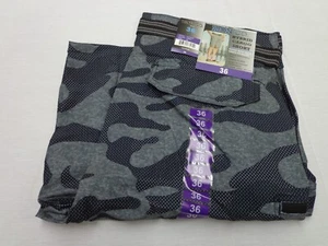 Iron Co Belted Stretch Performance Hybrid Cargo Shorts Gray Camo Size 36 - Picture 1 of 7