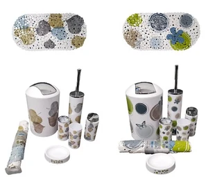 7pc Bathroom Accessory Set Bin Soap Dish Dispenser Toothbrush Tumbler Holder Mat - Picture 1 of 5