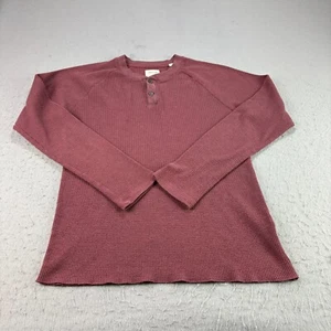 Billy Reid Shirt Men 2XL Red Thermal Henley Waffle Knit Long Sleeve Slim Stretch - Picture 1 of 8