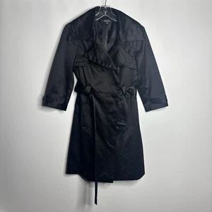 Bebe Vintage Y2K Satin Belted Trench Coat Black Size Small - Picture 1 of 21
