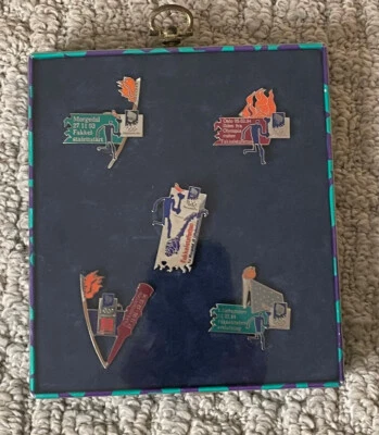 Set of 5 Official Olympic Games Torch Run Pins 1993 1994 Norway Lillehammer - Image 1 of 4