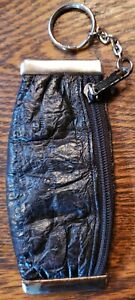 Eel Skin Zip Coin Purse Keyring Key Chain Black Change Pouch victory vintage