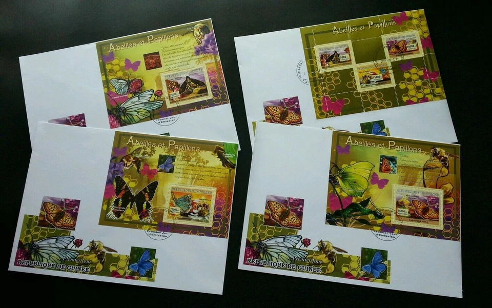 [SJ] Guinea Butterflies 2007 Moth Insect Flower Flora (complete set FDC) *rare - Image 1 of 4