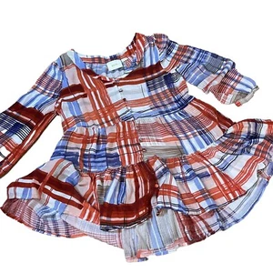 Anthropologie Maeve Lila Tiered Button Up Geometric Pattern Swing Tunic Size M - Picture 1 of 6