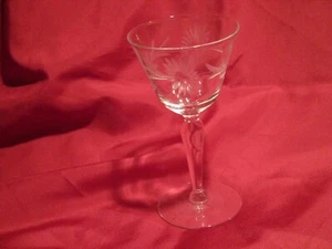 Etched Vintage Stemmed Sherry Glass, Etched with Leaves, Set of 2 - Picture 1 of 2