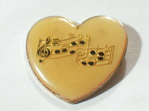 Vintage Music Heart Pin , Lapel Pin , Hat Tack , Tie Tac - Picture 1 of 3