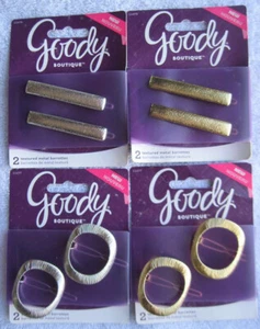 2 Goody Boutique Textured Metal Hair Barrettes Secure Back Clips Stay Tight Luxe - Picture 1 of 35