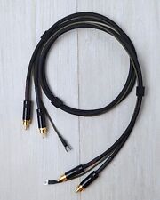 Turntable Cable Set- Mogami Cable, Dual Gold RCA w/ Spade Ground Wire, phono
