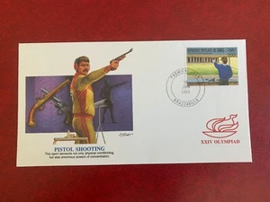 CONGO 1988 FDC FLEETWOOD OLYMPIC GAMES OLYMPIAD SEOUL PISTOL SHOOTING PENTATHLON - Picture 1 of 2