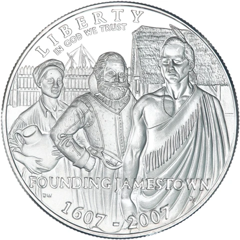 2007 P Jamestown 400th Anniversary Proof 90% Silver Dollar US Coin See Pics W443 Cover