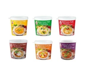 Sparen: 6er Set Cock Curry Paste 400g Gelb Grün Rot Panang Matsaman Namya Thai 6 - Bild 1 von 3