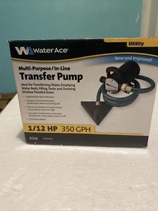 WATER ACE MULTI-PURPOSE/IN-LINE TRANSFER PUMP 1/12 HP 350 GPH, FREE SHIPPING - Picture 1 of 7