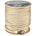 3/8 In 600FT Double Braid Nylon Rope Anchor Line w/Stainless Thimble White/Gold