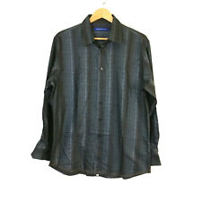 Georg Roth Los Angeles snakeskin print blue black button down dress shirt L 