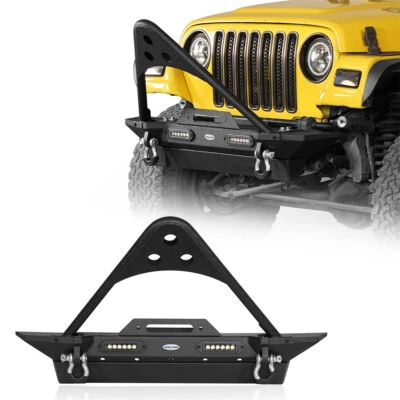 Parachoques de cabrestante delantero para Jeep Wrangler YJ TJ 1987-2006 con barra Stinger Bull + anillos en D Foto 1 de 4