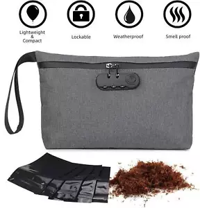 Smell Proof Bag Divider Pockets Pouches Combination Lock for Smelly Accessories - Picture 1 of 7