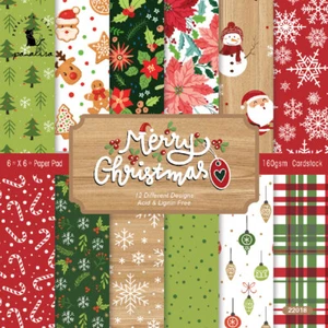 12Pcs 6" Merry Christmas DIY Scrapbooking Paper Album Junk Journal Card Making - Picture 1 of 4