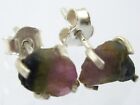BUTW Sterling Silver Natural Bicolor Watermelon Tourmaline Earring Studs 4544T