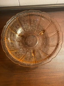 Vintage Cherry Blossom Pink Depression Glass Round Bowl Footed 10 3/8” - Picture 1 of 5