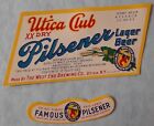 ONE VINTAGE IRTP LABEL Utica Club Famous Pilsener West End Brewing Co w/neck