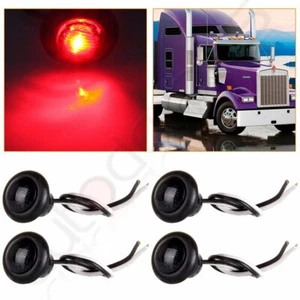 4x 3/4'' Smoke/Red Truck Trailer Clearance Side Marker Indicator Bullet Light - Picture 1 of 8