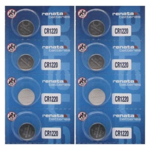 Renata CR1220 8 Pk 3v Long-life Lithium Button Cell Swiss Made Batteries - Picture 1 of 3