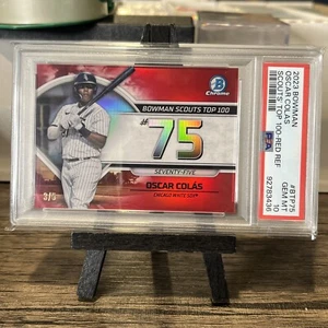 2023 Bowman Scouts Top 100 Red Refractor 3/5 Oscar Colas PSA 10 Rookie RC - Picture 1 of 2