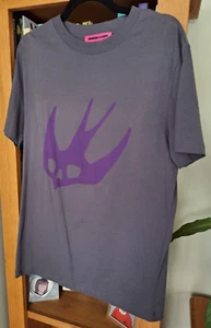 ALEXANDER MCQUEEN. MCQ - Grey With Purple Swallow Logo T-Shirt. Slim Fit XL. New - Picture 1 of 11