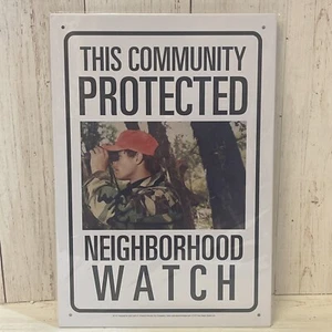 neighborhood Watch Sign Protected By Garage Driveway Sasquatch Metal Poster - Picture 1 of 2
