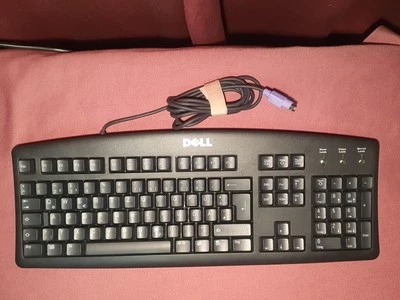 DELL AQ6-7D20 Wired PS/2 PS2 Black 104 Key UK QWERTY Keyboard / komp. gereinigt! - Bild 1 von 4