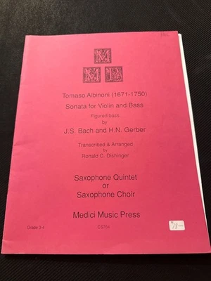 Tomaso Albinoni Sonata for Violin and Bass Saxophone Quintet Medici Music Book - Image 1 of 3