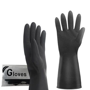 Thick Rubber Cleaning Gloves - 3 Pairs Black Rubber Gloves for Dishwashing La... - Picture 1 of 6