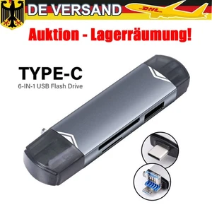 Auktion-Lagerräumung!6in1 Kartenleser Speicherkartenleser USB 3.0 Typ-C SD Micro - Bild 1 von 6