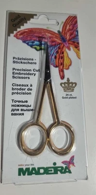 Madeira Stickschere , 9477, STICKSCHERE , gerade, vergoldet ,Länge: 10,5 cm  NEU - Bild 1 von 2