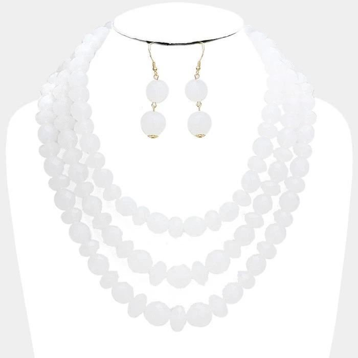 Тройной прядь бисером нагрудник ожерелье лаванды заявление слоистый коренастый ювелирных изделий - Изображение 1 из 2