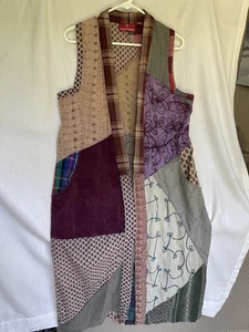 Vintage Sacred Threads Long Vest/duster Women S Boho Hippie Festival Patchwork - Picture 1 of 15