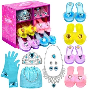 Princess Dress Up Shoes Set, Girls Role Play Dress Up Toys, Pretend Jewelry B... - Picture 1 of 6
