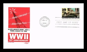 DR JIM STAMPS US COVER WWII ALLIES FREE ROME AND PARIS FDC ARTMASTER CACHET - Picture 1 of 2