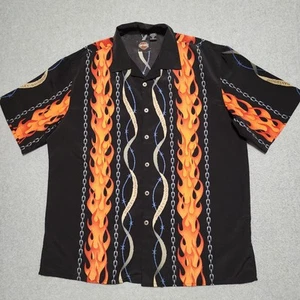 Tori Richard Harley Davidson Short Sleeve Button Up Black L Shirt Rockabilly - Picture 1 of 7