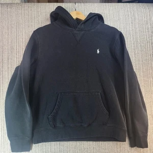 Polo Ralph Lauren Hoodie Youth Large schwarz Pony Logo Pullover Fleece Sweatshirt - Bild 1 von 5