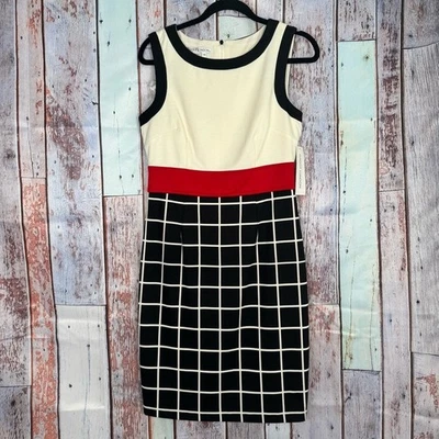 Vestido Maggy London Negro Blanco Acento Rojo Cóctel Fiesta Talla 10 Mujer Nuevo Con Etiquetas Foto 1 de 4